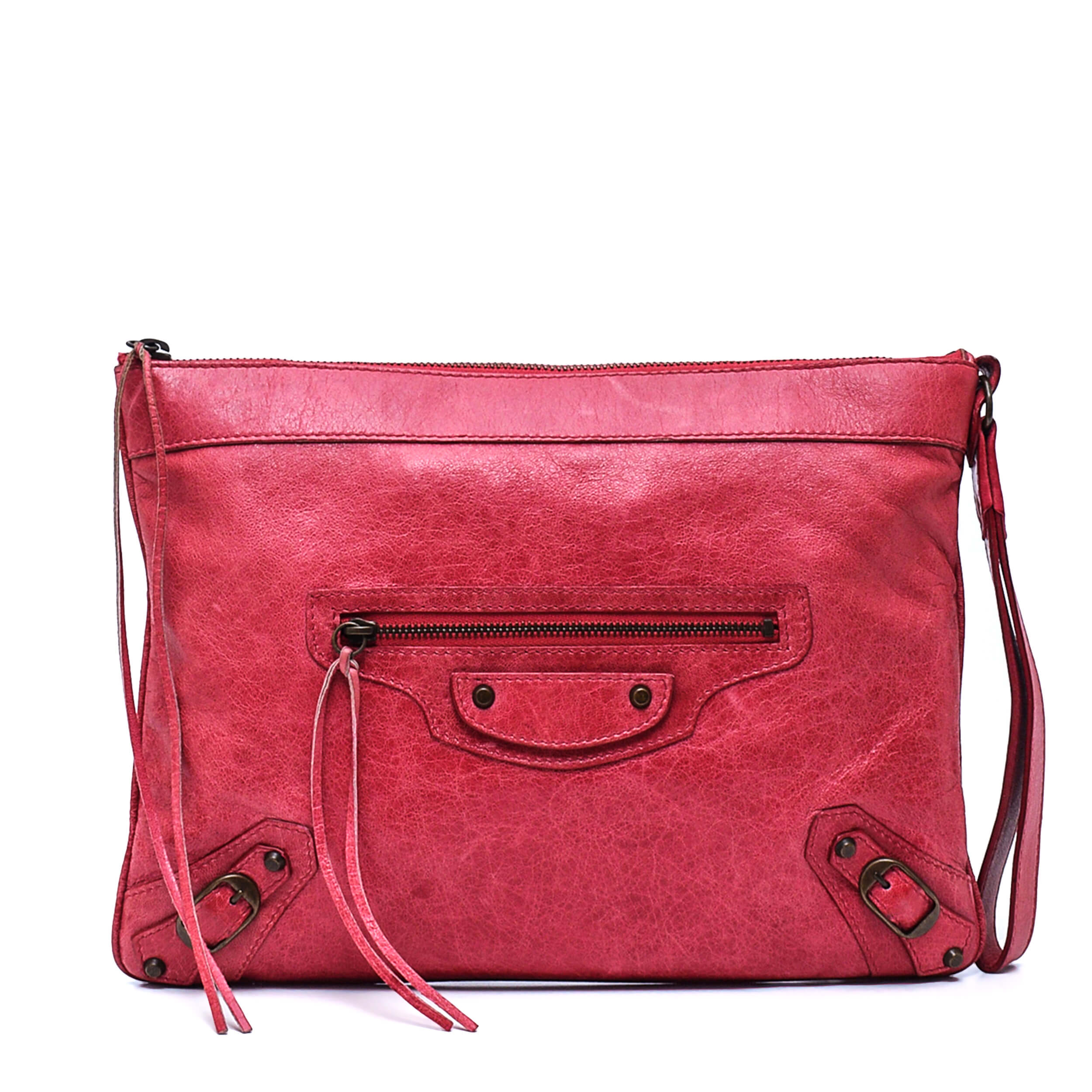 Balenciaga - Pink Agneau Flat Handle Clutch